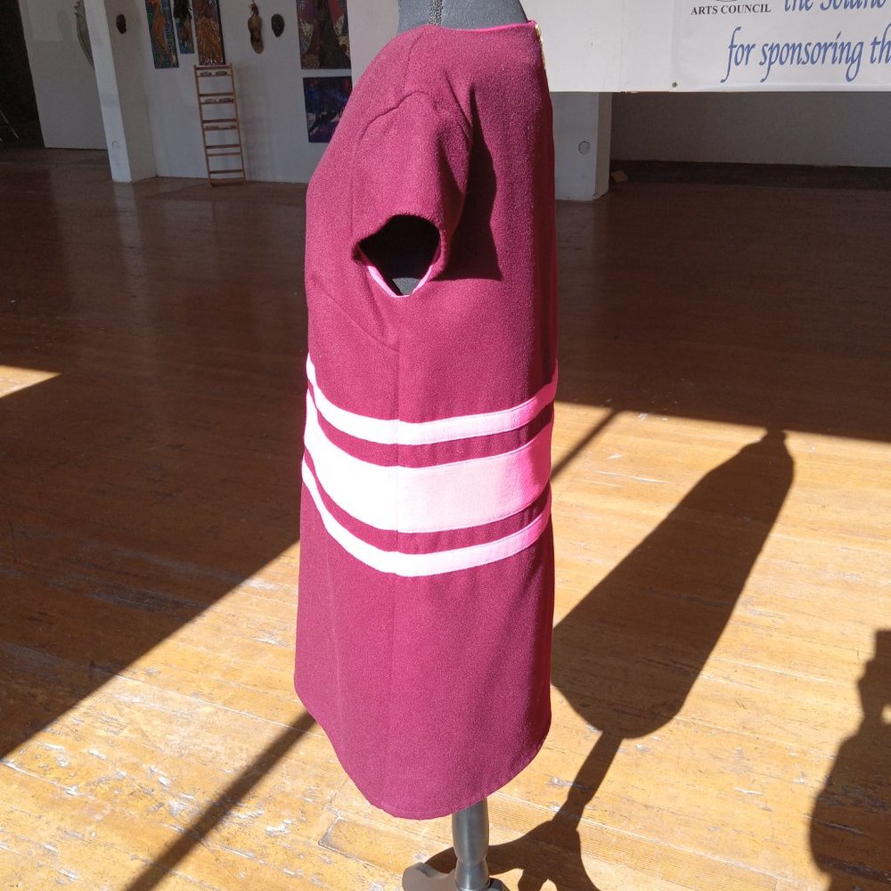 Deep Burgundy wine and Valentino pink mod like dress - Picture 3 of 6